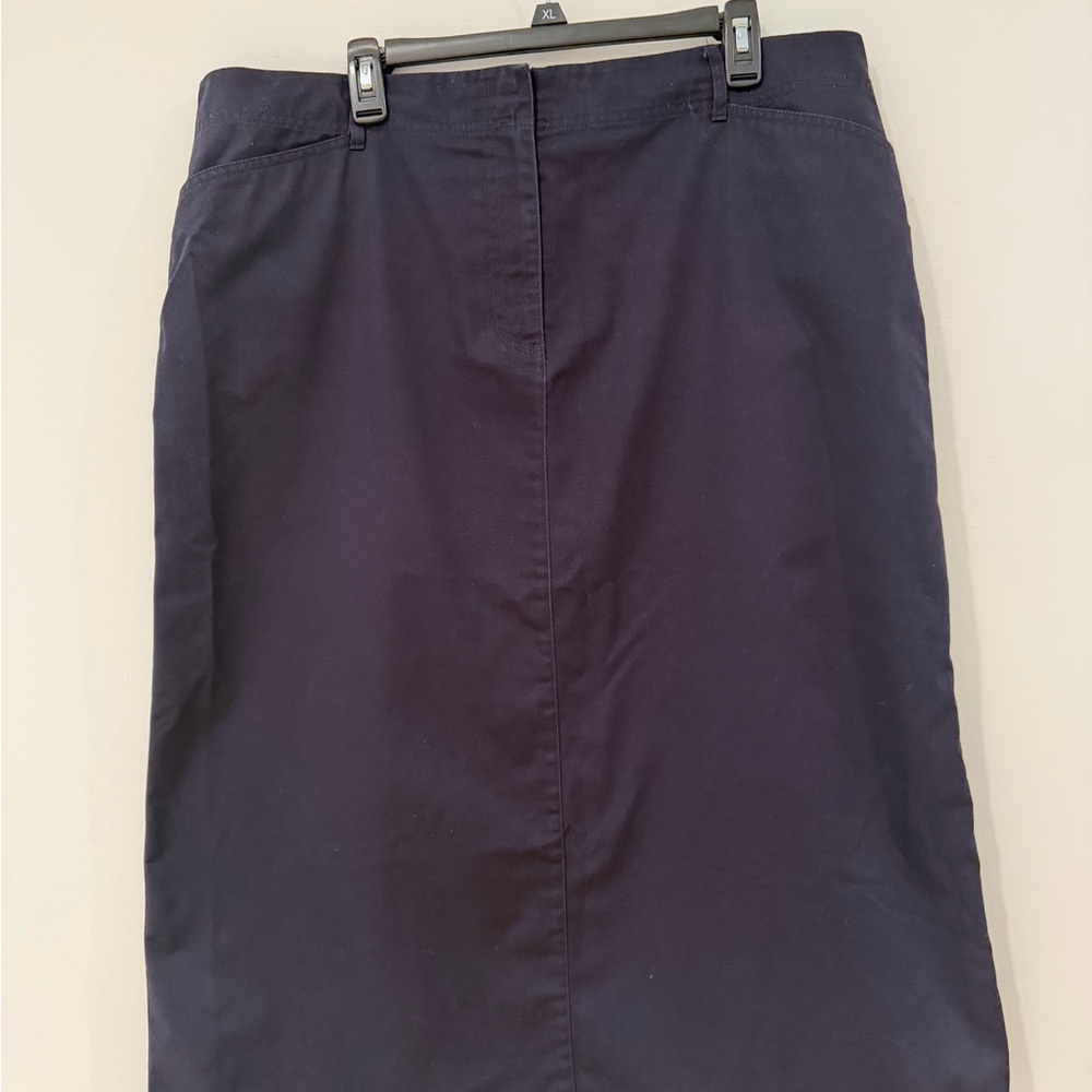 Lands' End Women's Classic Navy A-Line Below Knee Skirt Size 18 Chino Material